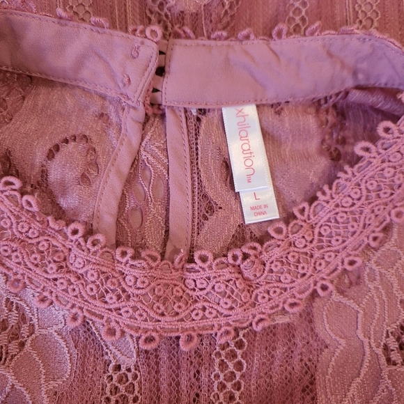Women's Xhilaration Lace Mockneck Sleeveless Top Dusty Pink Large 🩷 - Picture 8 of 13